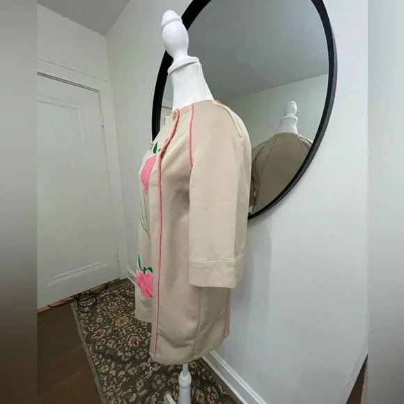 Stylish Beige Mini Dress with Fruit and Vegetable Design - Picture 5 of 8